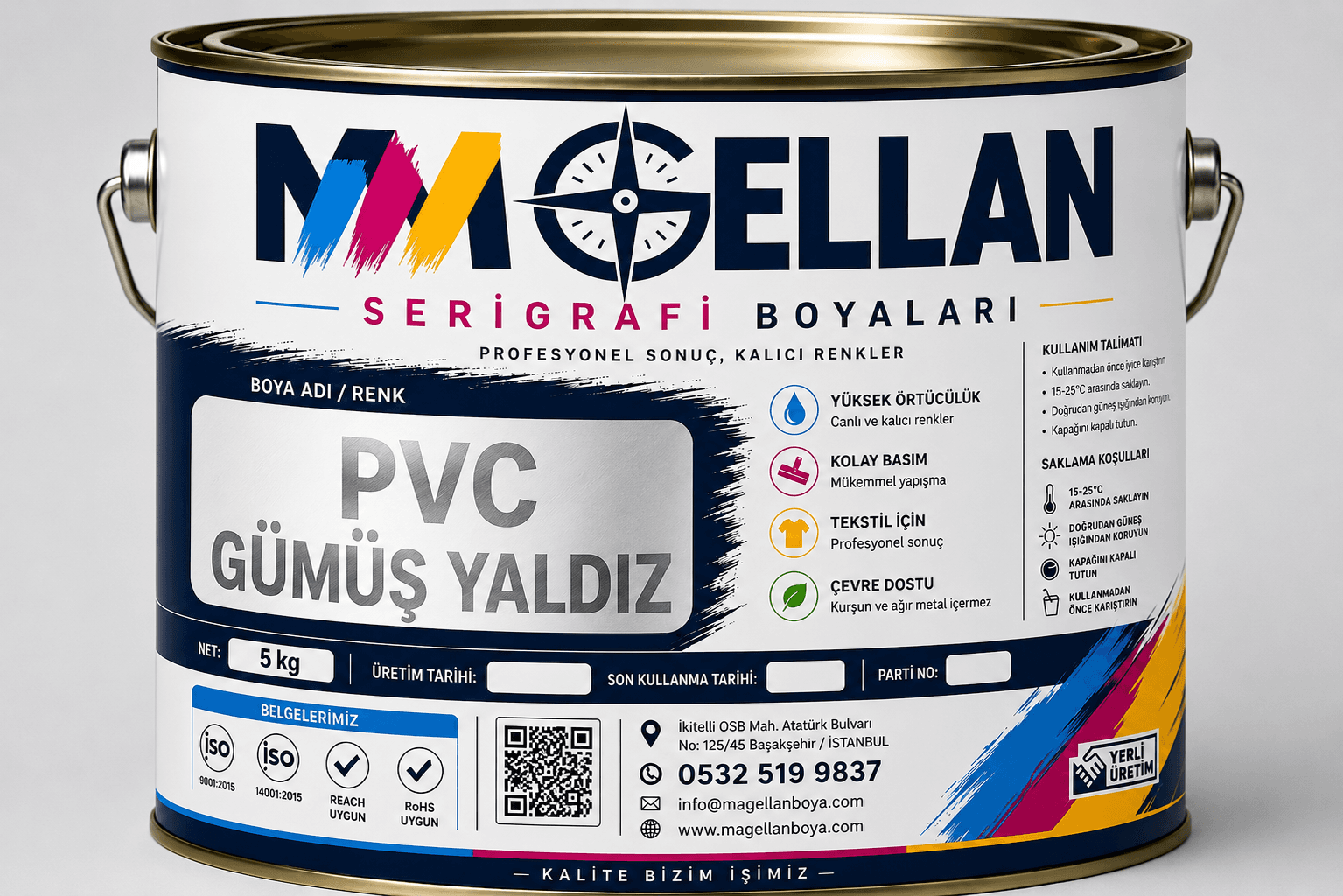 PVC Gümüş Yaldız Serigrafi Boyası
